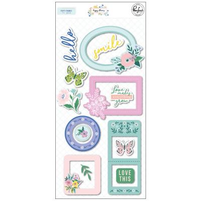 Pinkfresh Studio Happy Blooms - Puffy Frames Stickers
